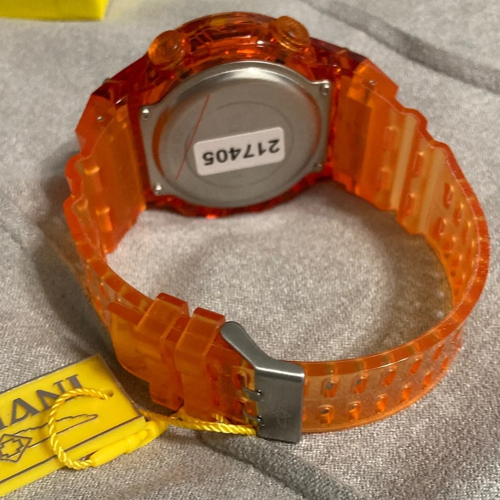 Invicta Racing Burnout Digital Men's Watch - 52mm, Transparent, Orange 49046